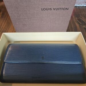 Authentic Louis Vuitton Blue Epi Long Wallet